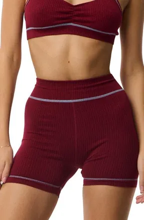 Rip Curl Ribbed Knit Shorts in Plum at Nordstrom, Size Xx-Small