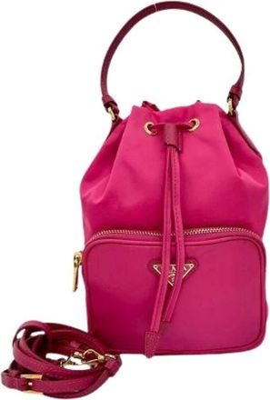 Prada Pre-owned Bucket Bags, female, Pink, Size: ONE SIZE Pre-owned Tessuto Nylon 2way Mini Bag