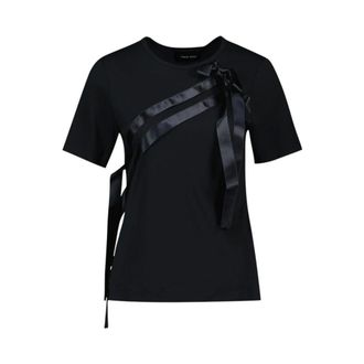 Simone Rocha Bow Sash Easy T-Shirt - female - Simone Rocha - T-Shirts - Black - XS - Tops