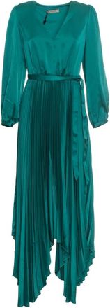 Twinset Midi Dresses, female, Green, 2XS, Elegant V-Neck Midi Dress