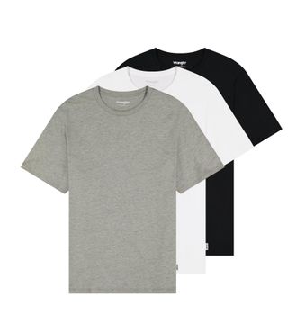 Wrangler T-Shirt WRANGLER 3_PACK_TEE, Herren, Gr. 4XL, weiss (wei&szlig; grau schwarz), Jersey, Obermaterial: 100% Baumwolle, unifarben, regular fit taillenbedeckt, 