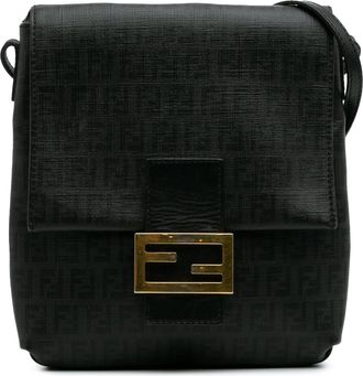 Fendi Pre-owned Womens Baguette Ff Crossbody Bag - Black Leather - One Size