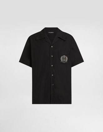 Dolce & Gabbana Hawaii Cotton Shirt - Man Shirts Black 37
