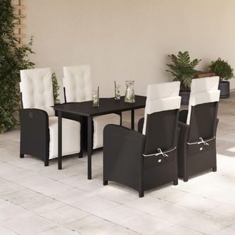 vidaXL Set De Muebles Jard&iacute;n 5 Pzas Con Cojines Rat&aacute;n Sint&eacute;tico Negro Vidaxl