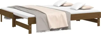 vidaXL Vidaxl - Sof&aacute; Cama Extra&iacute;ble Madera Maciza Pino Marr&oacute;n Miel 2x(75x190)cm