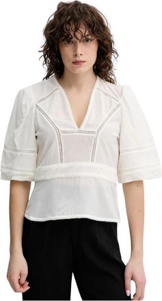Munthe Florise V-hals Blouse - Dames - Blouses - Wit - XS - Katoen - Overhemden