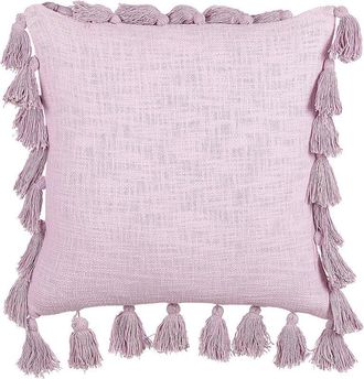 Beliani Coj&iacute;n De Algod&oacute;n Rosa 45 X 45 Cm Borlas Accesorio Moderno Boho Lynchis