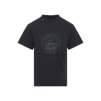 Balenciaga Washed Black Crewneck Printed T-Shirt