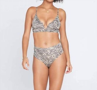 L*Space Animal Instinct Shimmer Portia Bottom In Zebra Print