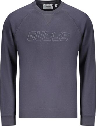 Guess Hoodies & sweatvesten, Heren, Blauw, XL, Katoen, Sweatshirt met logo op de voorkant