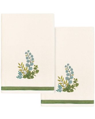 Linum Home Textiles 100% Turkish Cotton Botanica 2Pc Embellished Bath Towel Set