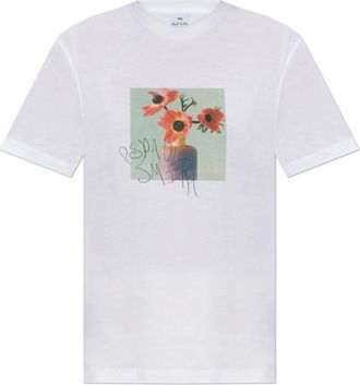 Paul Smith Tops, Dames, Wit, M, Katoen, T-shirt met logo