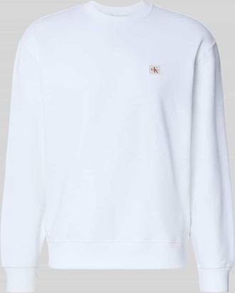 Calvin Klein Jeans Regular Fit Sweatshirt mit Logo-Patch Modell Terry in Weiss, Größe XXL