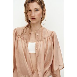 H&M Butterfly-sleeved Blouse in Light Dusty Pink at Nordstrom, Size X-Small