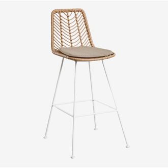 Sklum Pack De 2 Taburetes Altos En Rat&aacute;n Sint&eacute;tico Gouda Natural Sklum