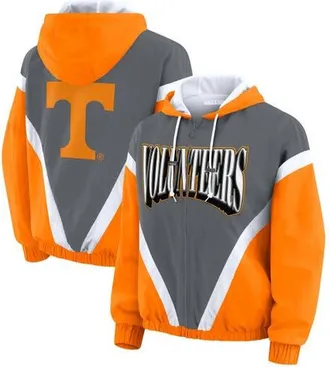 WEAR by Erin Andrews Womens WEAR by Erin Andrews Tennessee Orange/Gray Tennessee Volunteers Colorblock Full-Zip Hoodie Windbreaker Jacket at Nordstrom, Size Xx-Large