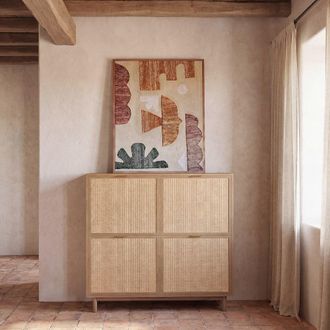 Maisons du monde Zapatero con 4 puertas de rejilla de mimbre