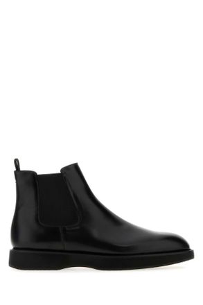 Prada Black Leather Ankle Boots
