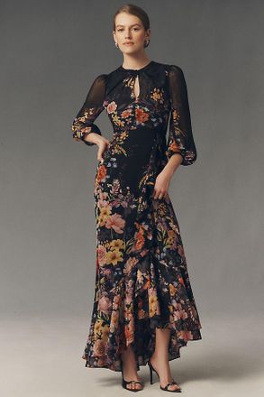 Mestiza New York Ophelia Draped Floral Print Chiffon Gown