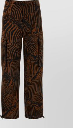 Max Mara twill cargo pant animal print