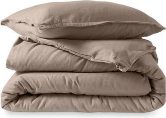 Bare Home 100% Cotton Flannel Duvet Cover & Sham Set in Taupe at Nordstrom, Size Twin/twin X-Long