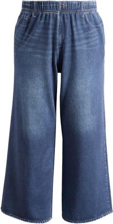 Universal Standard Claude Printed Denim Wide Leg Pull-On Pants in Washed Printed Blue at Nordstrom, Size 2Xl