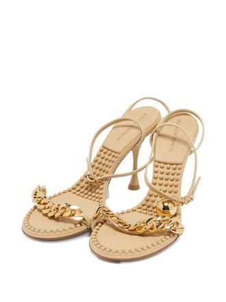 Bottega Veneta 80mm chain-link leather sandals - Neutrals