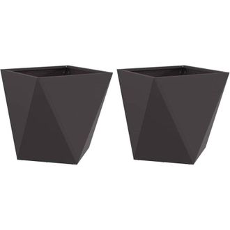vidaXL Jardinera 2 pcs Negro 40 x 40 x 40 cm Acero vidaXL