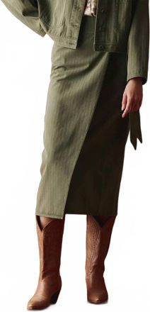 The Great. Wrap Midi Skirt In Classic Army