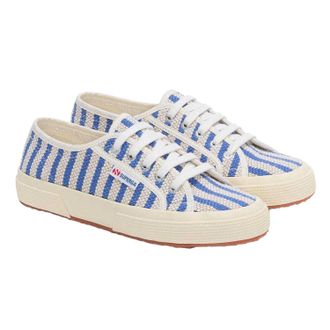 Superga Dames/Dames Gestreepte Platte Trainers (Blauw/Uit Wit)