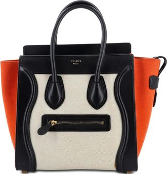 Celine Tricolor Luggage Bag Canvas and Leather Micro tote bag - Zwart