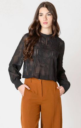 Dex Clothing Embroidered Lace Top In Black