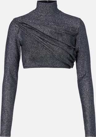 Gucci Gathered lam&eacute; crop top