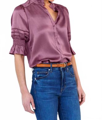 Go Silk Luxe Fleamarket Embroidered Top In Beet Root