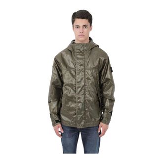 Stone Island Light Jackets, male, Green, Size: L Giubbotto C/Int Staccabile
