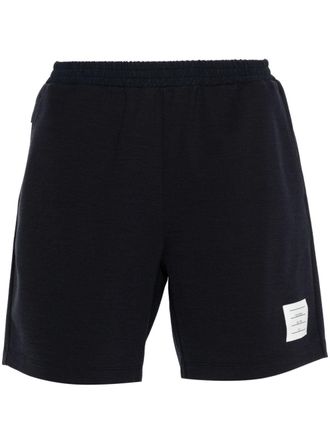 Thom Browne mid-rise track shorts - men - Wool/Polyamide/Spandex/Elastane - 1 - Blue