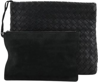 Bottega Veneta Pre-owned Classic Hydrology Lederen Clutch Tas - Heren - Vintage Clutch - Zwart - ONE Size - Leer - Vintage