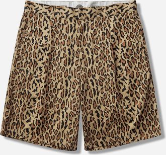 Wacko Maria Men s Dickies Leopard Pleated Short Trousers (Type-2) Beige