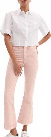 Veronica Beard Carson High Rise Ankle Flare Pants In Stoned Pink Shell