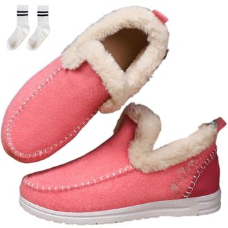 Generic Orthopedic Fleece Slip-On Boots for Women, Warm Plush Lined Winter Shoes with Arch Support, Lightweight Casual Indoor Outdoor (Pink, UK, Adult, Women,
