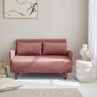Sweeek Sweeek - Divano Letto A 2 Posti In Velluto Con Gambe In Legno