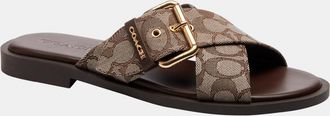 Coach Womens Crisscross Buckle Sandal In Signature Jacquard - Multicolour - Size UK 3.5