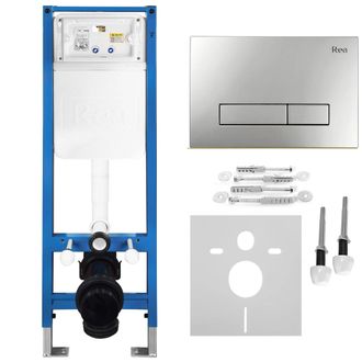 Rea Bastidor Para Inodoro Suspendido Rea Slim 024n Con Pulsador Hd Satin