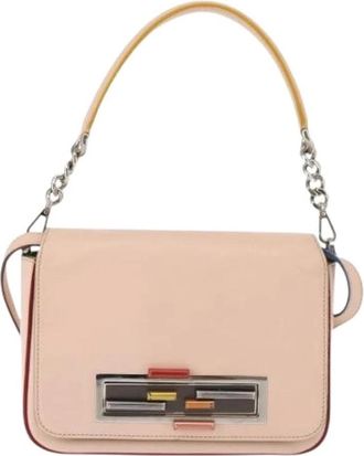 Fendi Pre-owned Shoulder Bags, female, Pink, Size: ONE SIZE Pre-owned Leather Shoulder Bag
