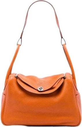 Herm&egrave;s Pre-owned Lindy 34 - Dames - Vintage Schoudertas - Oranje - ONE Size - Leer - Vintage