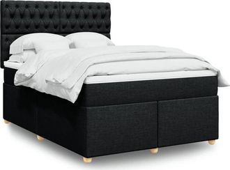 vidaXL Vidaxl - Cama Box Spring Con Colch&oacute;n Tela Negro 160x200 Cm