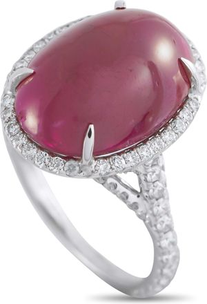 Luxury Bazaar 18K White Gold 1.25ct Diamond and Ruby Ring MF12-051326