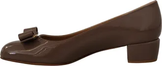 Ferragamo Womens Brown Naplak Calf Leather Pumps Shoes