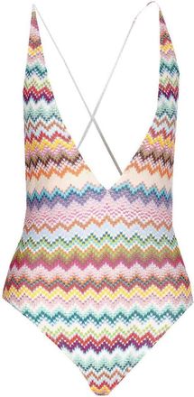 Missoni Zig Zag Motif Pixel Effect One Piece Swimwear