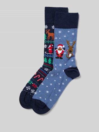 Christian Berg Socken mit geripptem Abschluss im 2er-Pack in Jeansblau, Gr&ouml;&szlig;e 43/46
